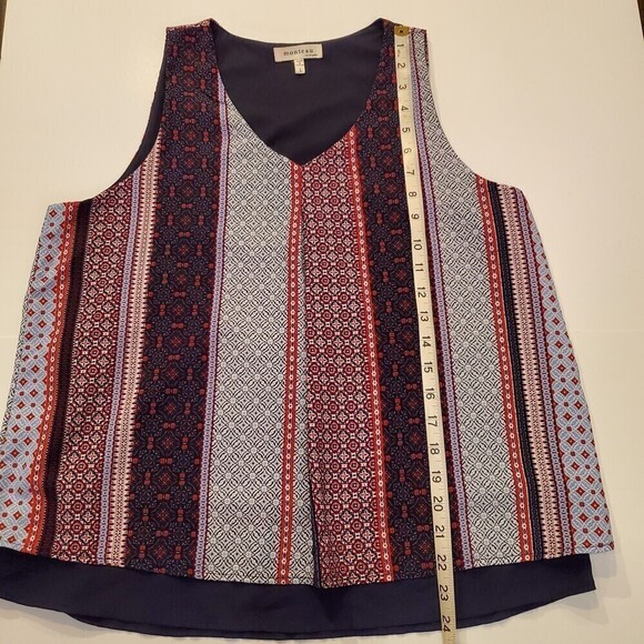 Monteau Multi Patterned Striped Layered Sleeveless Boho Top, L - Picture 5 of 8